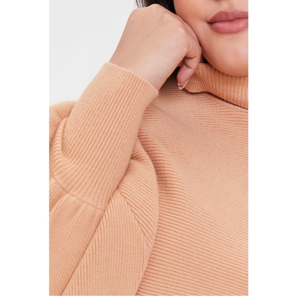 Taupe Color Plus Size Sweater-Knit Top & Skirt Set - Picture 2 of 5